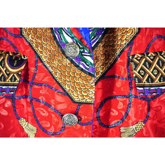Vintage Silky Jaquard Baroque Blazer Jacket by Tres Chic Elegance with Ropes Cro - Picture 8 of 10